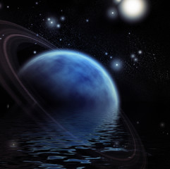 Obraz na płótnie Canvas Ringed Planet Reflection