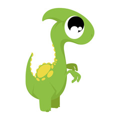 A Vector Cute Cartoon Green Dinosaur Isolated