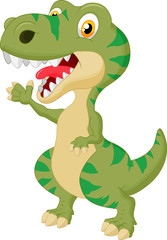 Cute tyrannosaurus cartoon waving hand