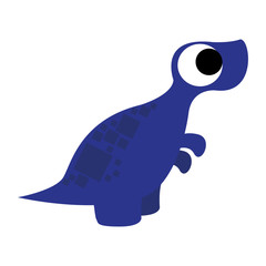 A Vector Cute Cartoon Blue Dinosaur Isolated