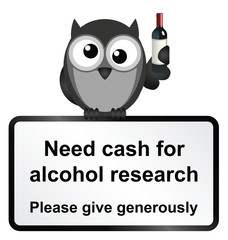 Monochrome comical alcohol research sign