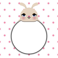 Vector illustration of cute rabbit with text box