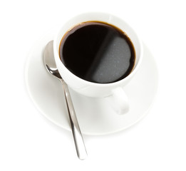 coffee cup and spoon on white background