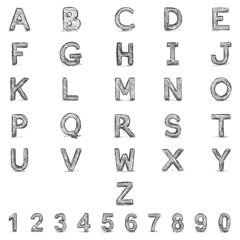 Vector Sketch Alphabet with Numbers