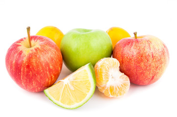 assorted fruits on a white background