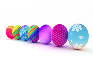 Easter colorful eggs isolated on white background