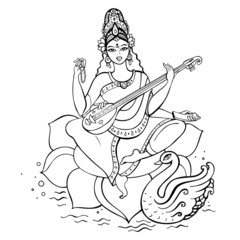 Hindu Goddess Saraswati. - 62669422