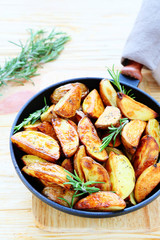 golden potato wedges with rosemary