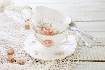 two vintage porcelain cups