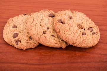 chocolate chip cookies on wood