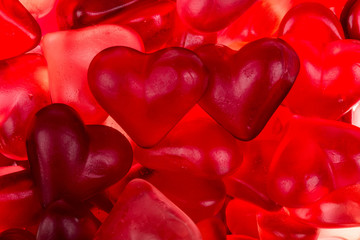 Brightly coloured red gums hearts