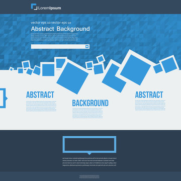 Vector  website. Abstract blue brochure card and squares