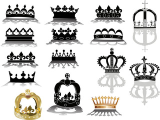 Obraz premium black and gold fifteen crowns collection