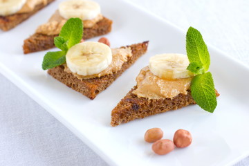 Peanut butter sandwiches with banana