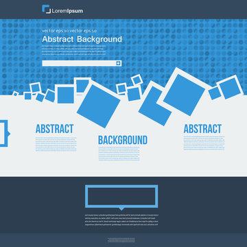 Vector  website. Abstract blue brochure card and squares