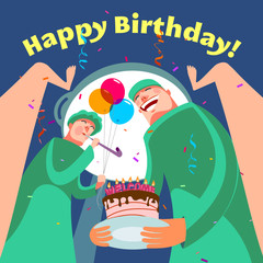 Happy birthday card. Vector illustration