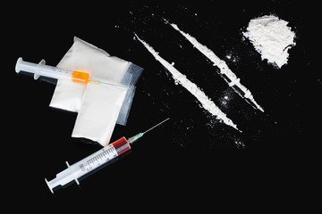 Cocaine and syringes