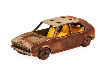broken brown children's toy car model
