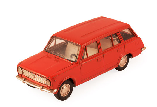 red children's toy car model