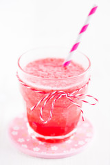 Strawberry smoothie in glass