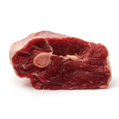 Leg of lamb isolated on a white studio background.