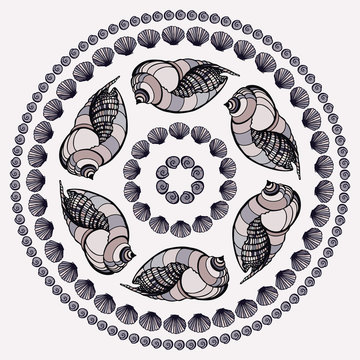 Mandala made of Seashells.