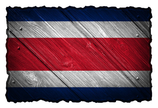 Costa Rica flag painted on wooden tag