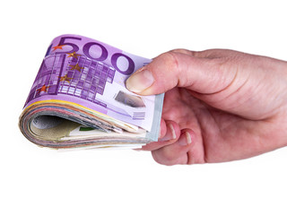 Hand holding bunch of cash