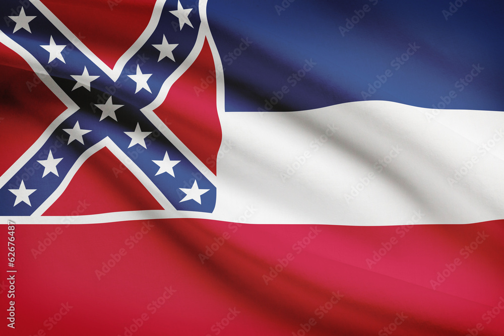 Wall mural Series of ruffled flags. State of Mississippi.