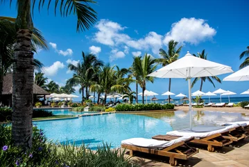 Wandcirkels tuinposter Resort in Flic-en-Flac, Mauritius © creedline