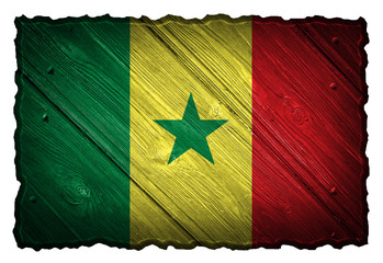Senegal flag painted on wooden tag