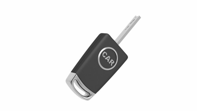Electronic car key rotates on white background