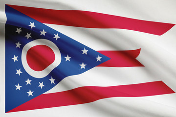 Series of ruffled flags of US states. State of Ohio.