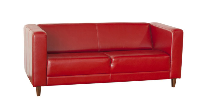 Red Sofa (couch) Isolated On White