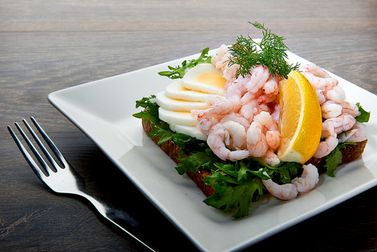 Delicious Shrimp Salad Sandwich On A Plate