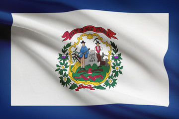 Series of ruffled flags of US states. State of West Virginia.