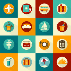 Set of flat style travel icons
