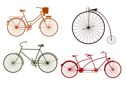 Silhouette of retro bicycle on a white background.
