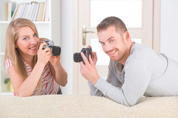 Couple laying on the bed