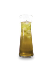 Glass of Ice green tea isolated on white background