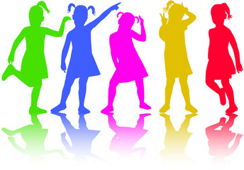 group of children silhouettes