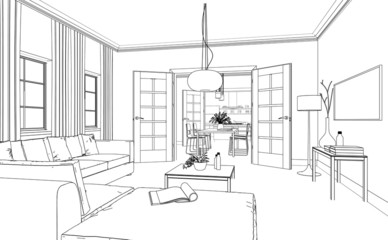 Zeichnung moderne Wohnung