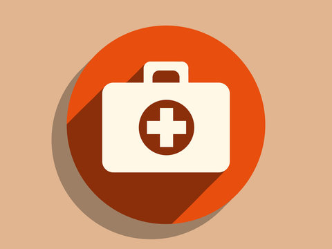 Flat long shadow icon of ambulanse