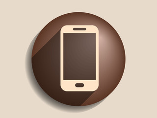 Flat long shadow icon of smartphone