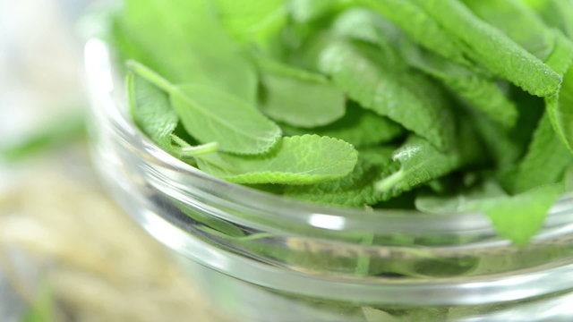 Portion of fresh Sage (loopable HD close-up video)