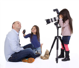 enfant photographe avec mannequin