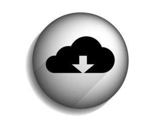 Flat long shadow icon of download cloud