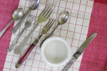 Spoon, fork, knife arrangement