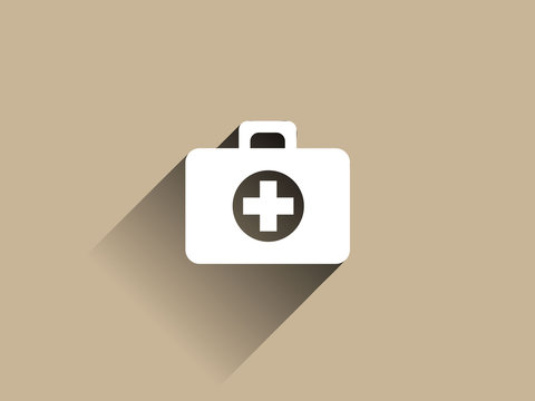 Flat long shadow icon of ambulanse