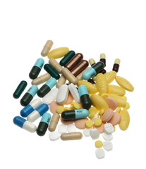 pills on white background